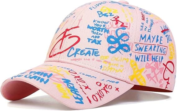 Graffiti baseballcaps, unisex baseballcaps justerbar bomull graffiti doodle sportscaps for menn kvinner