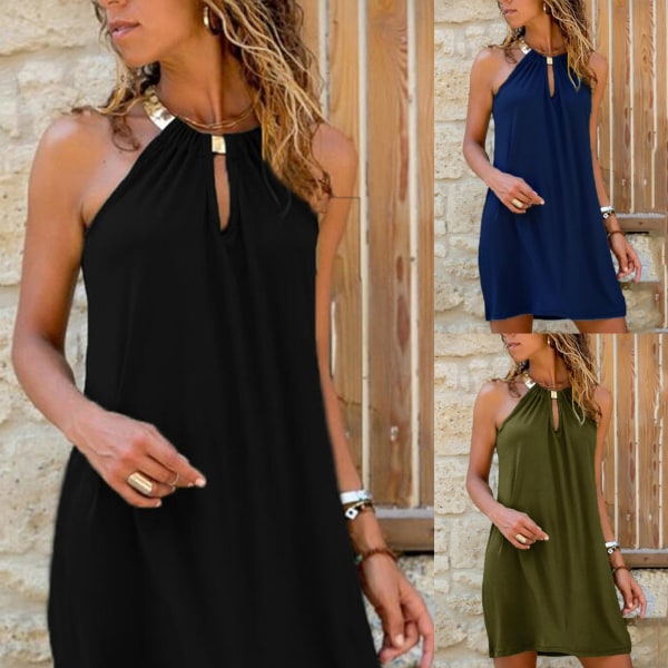 Soarklänningar för Kvinnor Ärlös Halter Neck Strandklänning för iddagar Dejtingkläder black m
