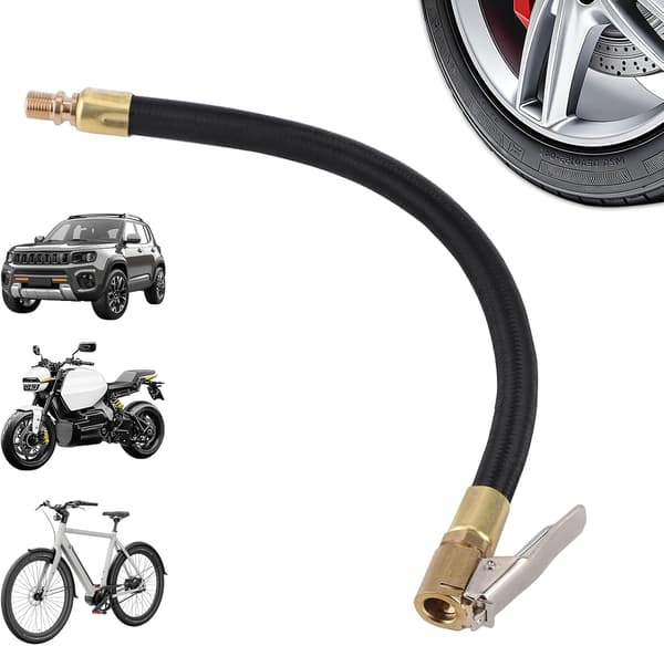 Förlängningsslang för däckpump, snabbkoppling för däckventil, adapter för däckpump, högtrycksslang för underhåll av bil och motorcykel