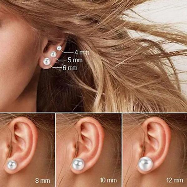 Charisma Pärlörhängen Kirurgiskt stål Pärlörhängen Set För Kvinnor Flickor Faux Pearl Örhängen Pack 10mm
