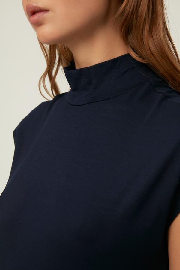 Trendyol Modest Modest Tunika Enkel Ståkrage Standardärm Basic Navy Blue 2XL