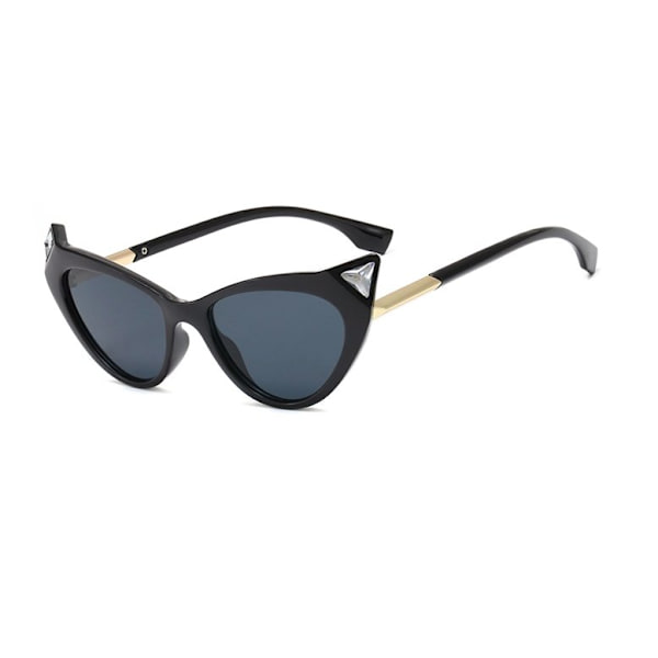 Spetsiga Solglasögon med diamant inspo 50-talet UV400 Kris black one size