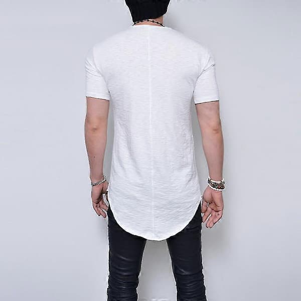 Klassisk tränings-t-shirt för män, extra lång White XL