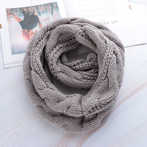 Stickad Scarf Tjock Sjal Cirkelkabel SVART