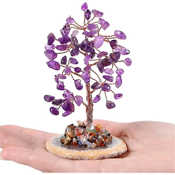 Ametist Healing Crystal Tree Natural Reiki Crystals Ädelstenssten purple