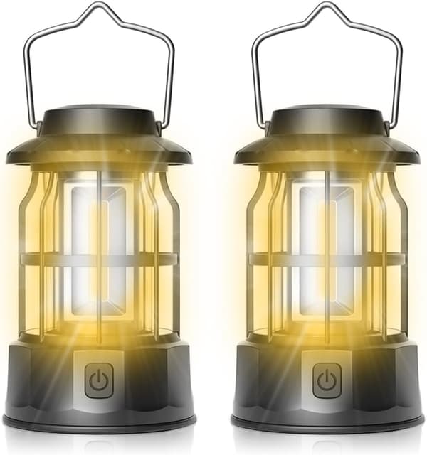 Campinglykter – LED-campinglykter – Bærbare campinglys – 2-pakning – Justerbar lysstyrke – Vanntett – Ideell for camping, utendørsaktiviteter
