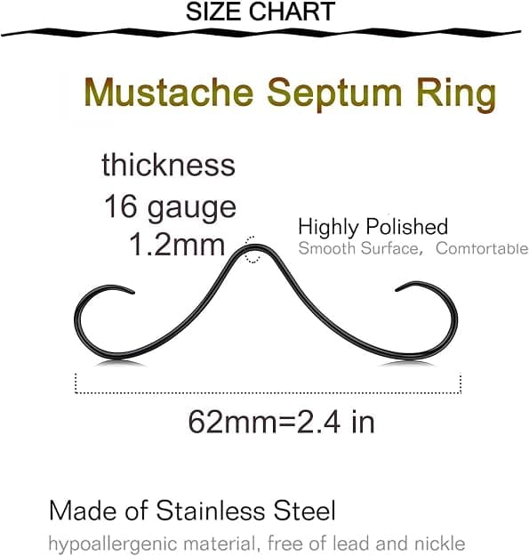 Bart Septumring, Nesepiercing Smykker i Metall
