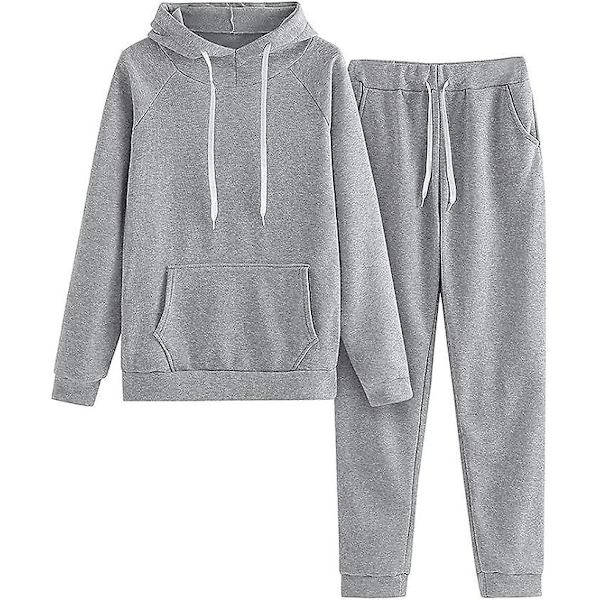 Mode Loungeset för kvinnor Modekläder 2-delad sweatsuit Långärmad tröja Långbyxor grey M