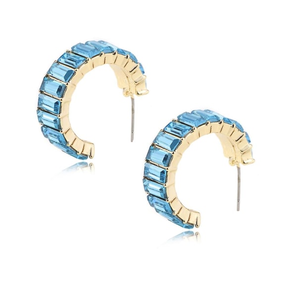 2 st smycken Flerfärgade strass örhängen Enkla C-formade örhängen för tjejer blue