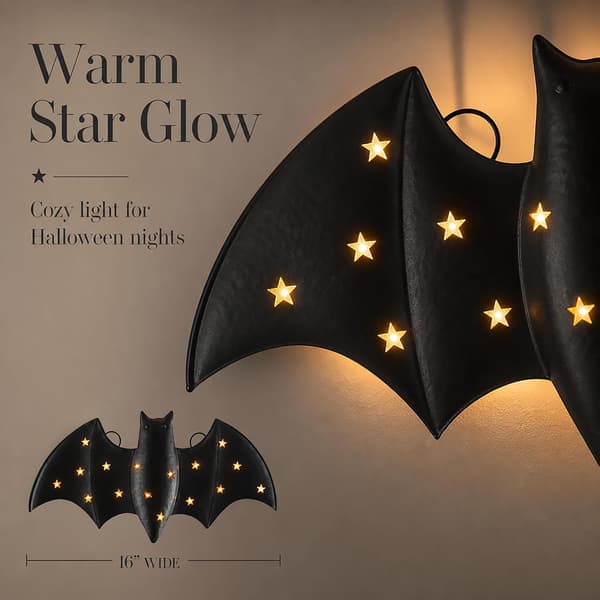 3 stk. LED-lysende flagermusdekoration til Halloween, lille | Lysende Halloween-dekoration