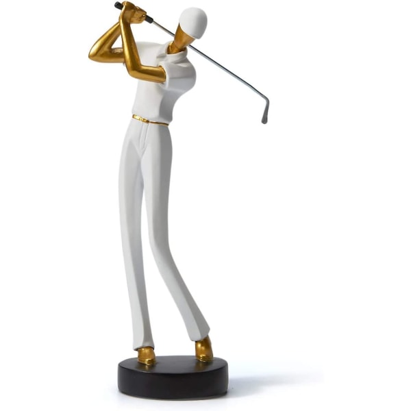 Golf Staty Staty Golfspelare Dekoration Skulptur Polyresin Arts Presenter Vit 9,6 tum A
