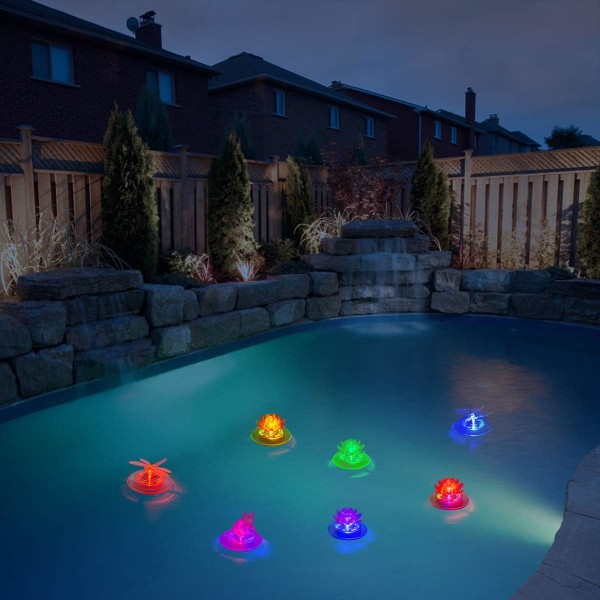 Solar Pond Lights Vattentät LED RGB Solar Floating Lights Dragonfly