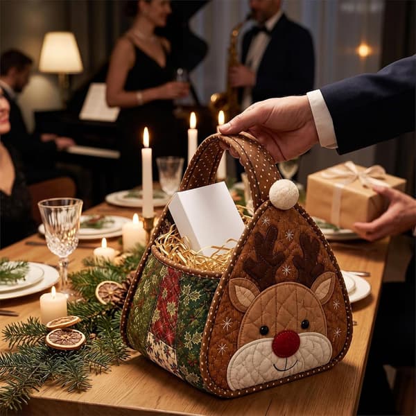 DIY-set för quiltad julkorg i tyg (julgran) Christmas tree