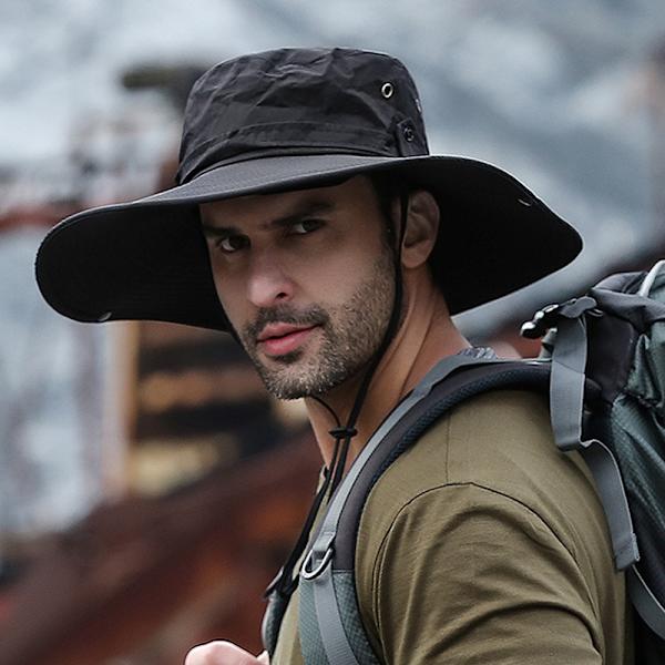 Solhattar med UV-skydd, vandringssafari med bred brättad cap black