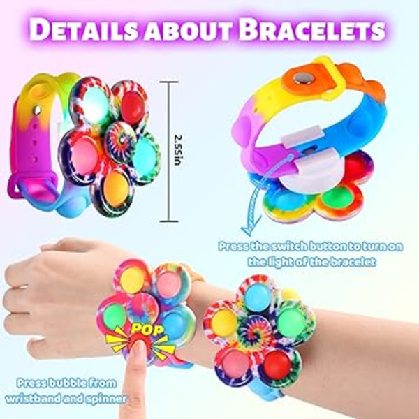 4-pack LED fingertoppsarmband Dye Party Pop Spinners Gyro watch