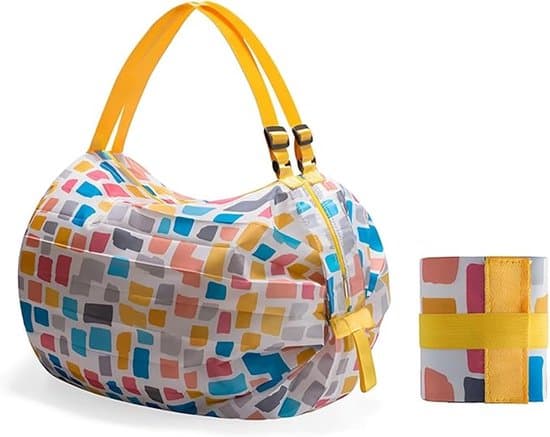 Sammenleggbar handlepose - Handlepose med glidelås - Sammenleggbar handlepose - Ekstra sterk og stor – Miljøvennlig bærepose for dagligvarer - 40X40CM