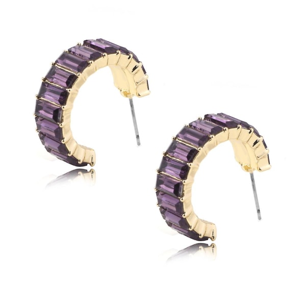 2 st smycken Flerfärgade strass örhängen Enkla C-formade örhängen för tjejer purple