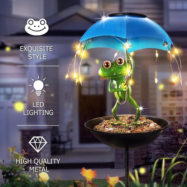 Solar Fuglefoder Frø Haveindretning, Udendørs Solcellelamper med Paraply, Kolibrifoder Dekorativ Sti Belysning Gårdsplads Kunst Ornament Fuglefoder