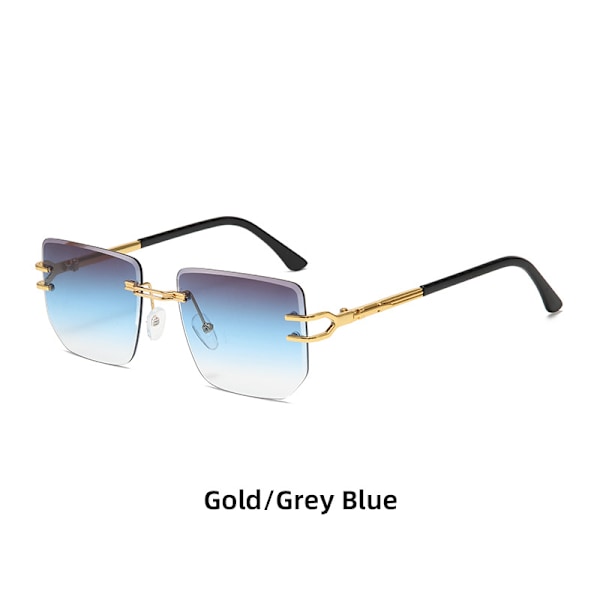 Snygga bågfria solglasögon Retro metallsolglasögon för kvinnor Modeglasögon för män Gold frame gradient grey