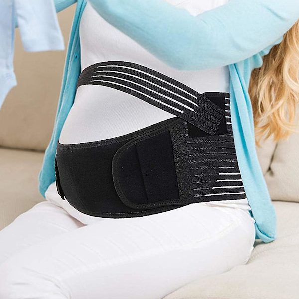 3-delat set med mycket elastiskt och andningsbart midjestödsbälte, bälte för gravid mage, svart XL xl