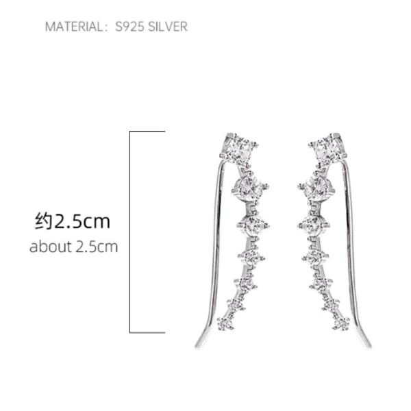 S925 silverrad med zirkonörhängen, feminina, exklusiva, enkel, kall stil, personliga örhängen med örhängen