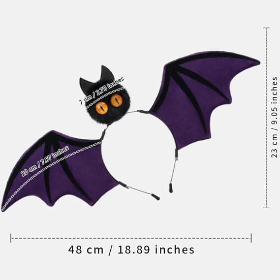 Pannebånd Halloween Hårbånd Flaggermusører Vinger Dyrehodeplagg for Fest Kostyme Tilbehør B