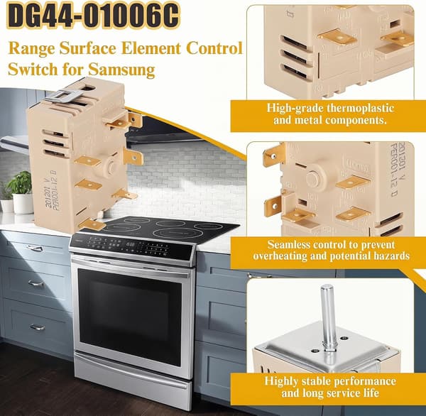 DG44-01006C Siftary Surface Infinite Switch Kompatibel med Samsung Range Surface Element Control, Infinite Switch erstatter for Samsung PER001-12D