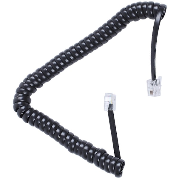 Erstatning RJ9 4P4C Plugg Spiralformet Elastisk Telefonrør Kabel Black