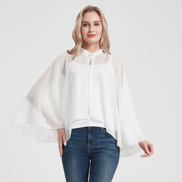 Dam Chiffong Poncho Top Solskyddande Sjalar för Dam