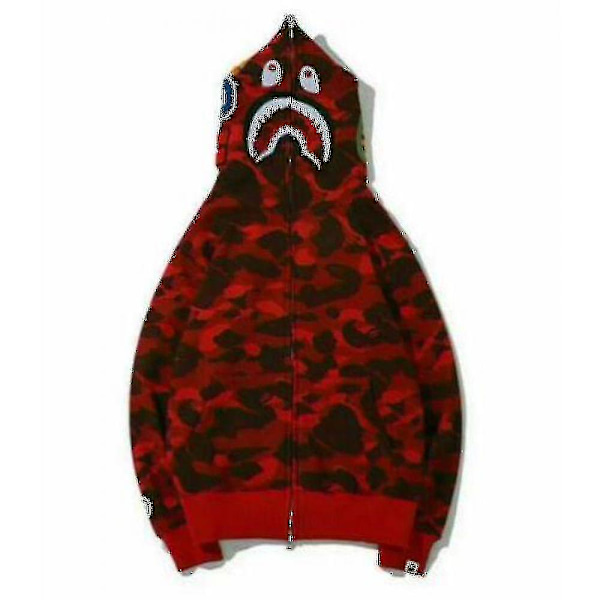 Shark Jaw Camo hoodie med dragkedja för män för män red L