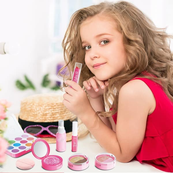 Falske makeupsæt til piger legetøj 3 4 5 år, foregive makeuplegetøj til piger fødselsdagsgaver 3-5 år (pink)