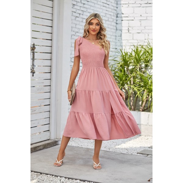 Kortärmade maxiklänningar för kvinnor pinkish XL