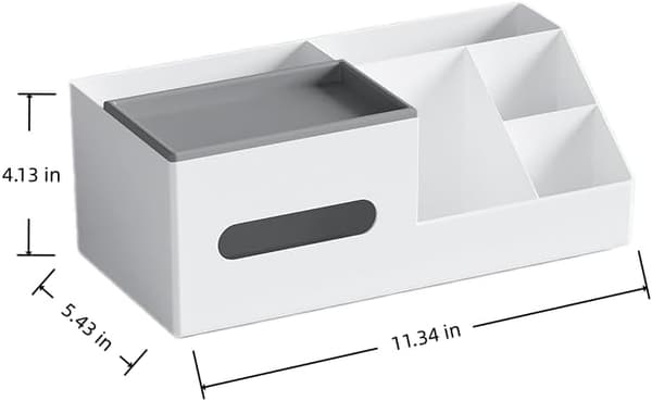 Multifunksjonell vevsboks med oppbevaringsorganisator, med etasjedelt design hvit white