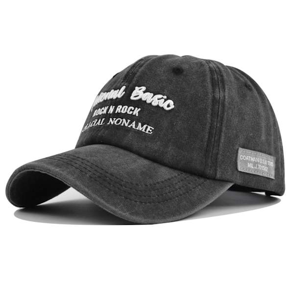 Cap Retro Broderad Peaked Cap Tvättad gammal solhatt Par Cb4431WashedBlack Adjustable