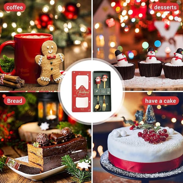 Julesæt med gaffel og ske, elegant service, perfekt til julemiddage, julefester, sæsonbestemte middage og køkkendekoration