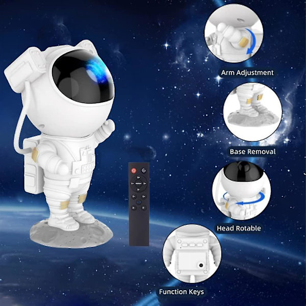 Space Buddy Projector Light, Pleshy Spacebuddy Projector, Space Buddy Pleshyco, Astronaut Star Projector Galaxy Light med fjärrkontroll (e)