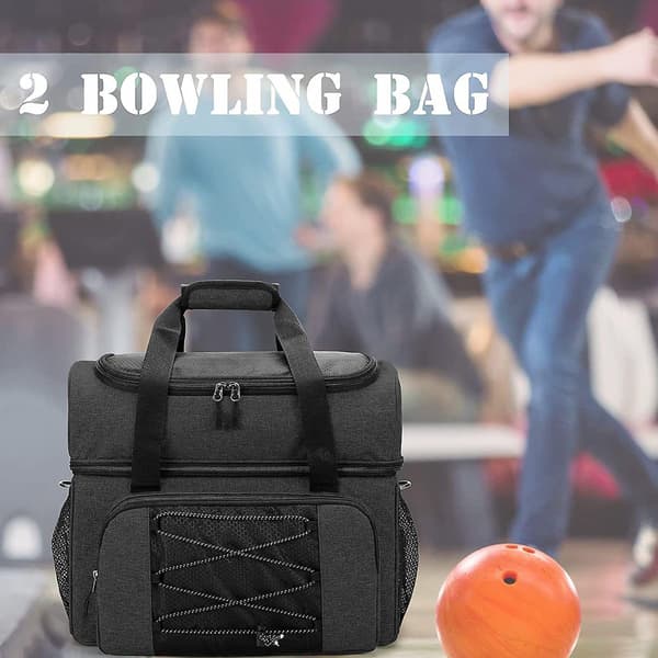 Bowlingväska för 2 klot Bärbar bowlingväska med vadderad klothållare för dubbla klot och par