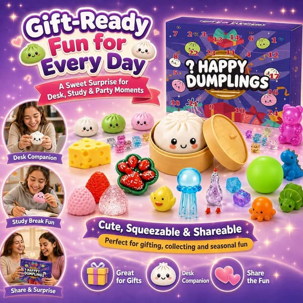 12 stk. Mini Dumpling Squishy, Mini Stresslegetøj, 2026 Opgraderet Søde Stressbolde Fidget Sensorisk Forskellige Stilarter Overraskelsesgave