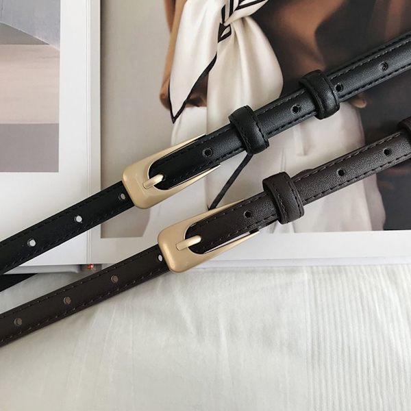 Läderbälte Metallspänne Midjeband KHAKI