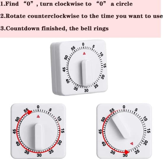 Set med 2 mekaniska kökstimer – 60-minuters visuell nedräkningstimer – Högljudd timer för matlagning, läxor och träning – Miniklocka