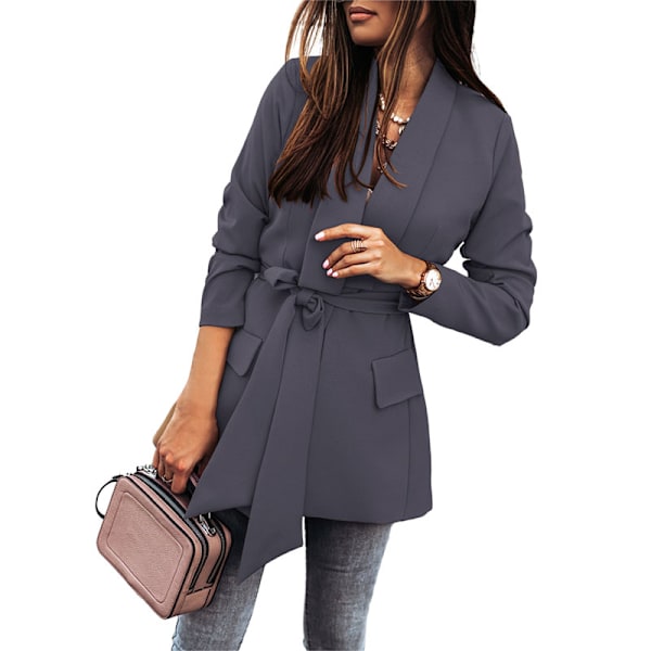 Kvinnor apel Blazer Coats ace Up O Work Slim Suits Jackor Dark Gray L