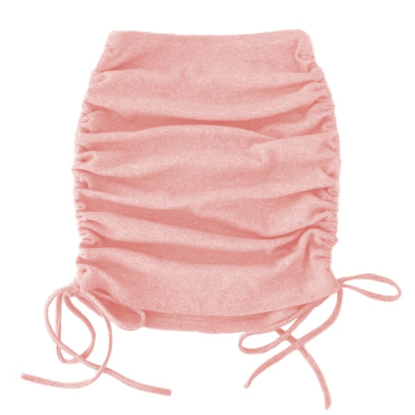 Dragsko, veckad elastisk mini penntight kjol Pink,L