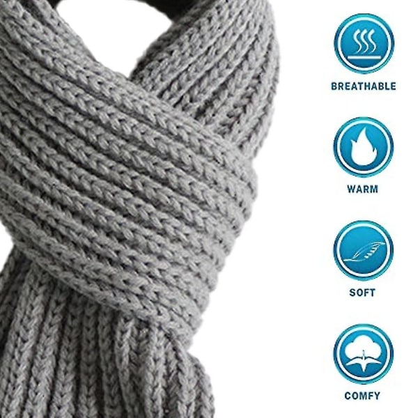 Småbarn Barn Halsduk Pojkar Flickor Vinterstickade Varma Halsdukar Hals Warmer_mi grey