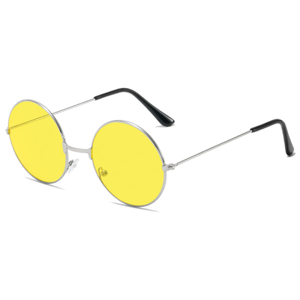 Retro runda solglasögon bländande mode runda bågar glasögon färgade linser prins spegel K gold frame red piece