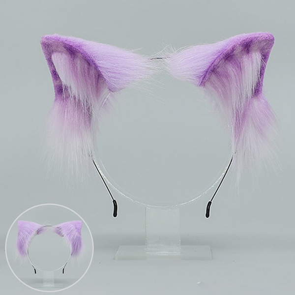 Handgjord ingefära Katt Varg Räv Öron Djur sött huvud Tillbehör Purple