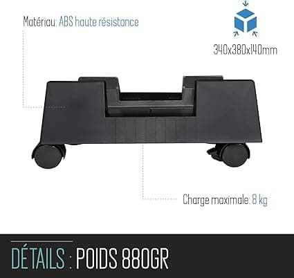1pc Laptop Case Stand - 4 hjul, justerbar (svart)