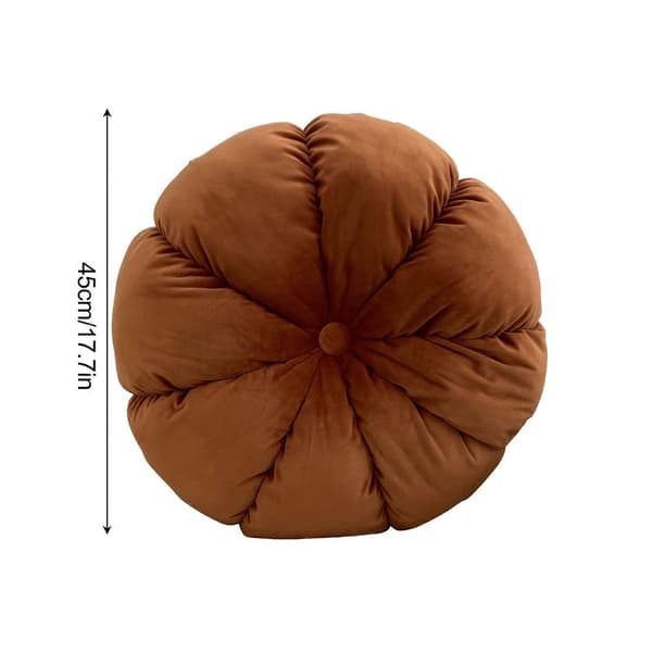 3D Pumpakudde Prydnadskudde Rund Sammet Kudde för Soffa Säng Stol Brun Brown 45CM