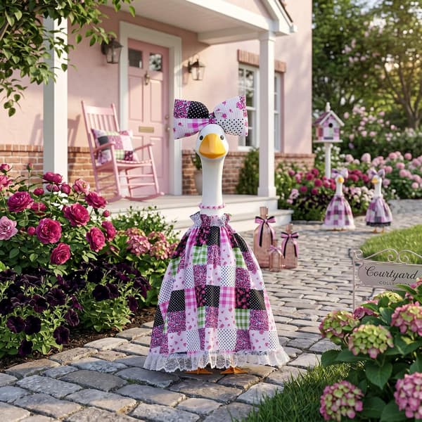 Blomstret Patchwork Veranda Gåseoutfit 23 Tommer Gåsekjole Tøj