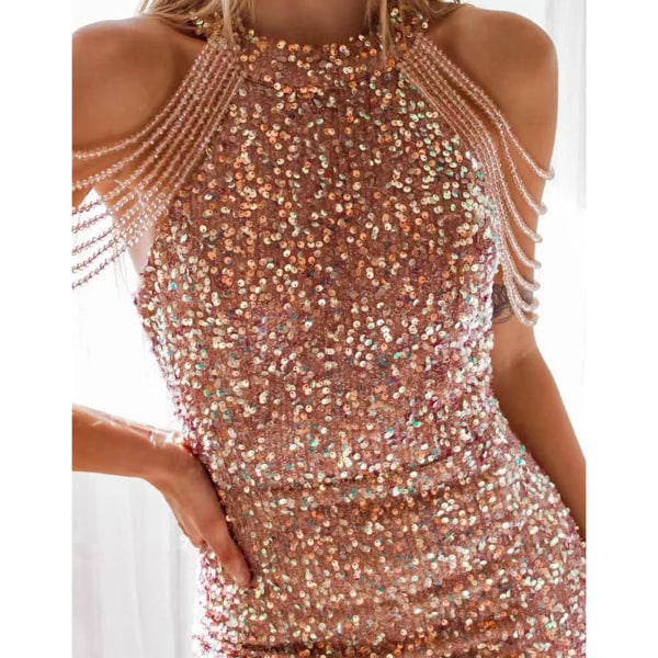 Kvinna Cocktail Party Dress Bodycon Tofs Klänning med crewneck för utomhuskontorsföreställningar Maskerad pink 2xl