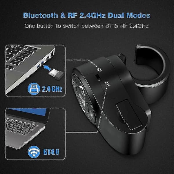 2,4 GHz RF Bluetooth trådløs fingerring-klikker til PowerPoint-slidespræsentation